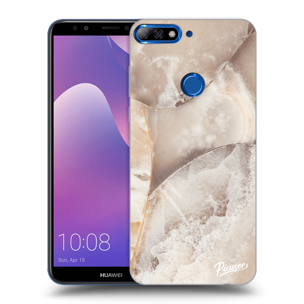 Picasee silikonový průhledný obal pro Huawei Y7 Prime (2018) - Cream marble