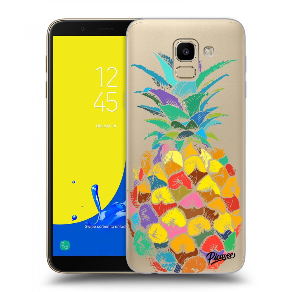 Picasee silikonový průhledný obal pro Samsung Galaxy J6 J600F - Pineapple