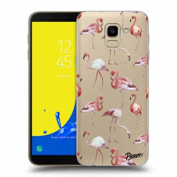 Picasee silikonový průhledný obal pro Samsung Galaxy J6 J600F - Flamingos