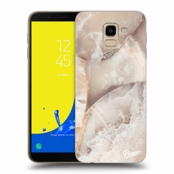 Picasee silikonový průhledný obal pro Samsung Galaxy J6 J600F - Cream marble