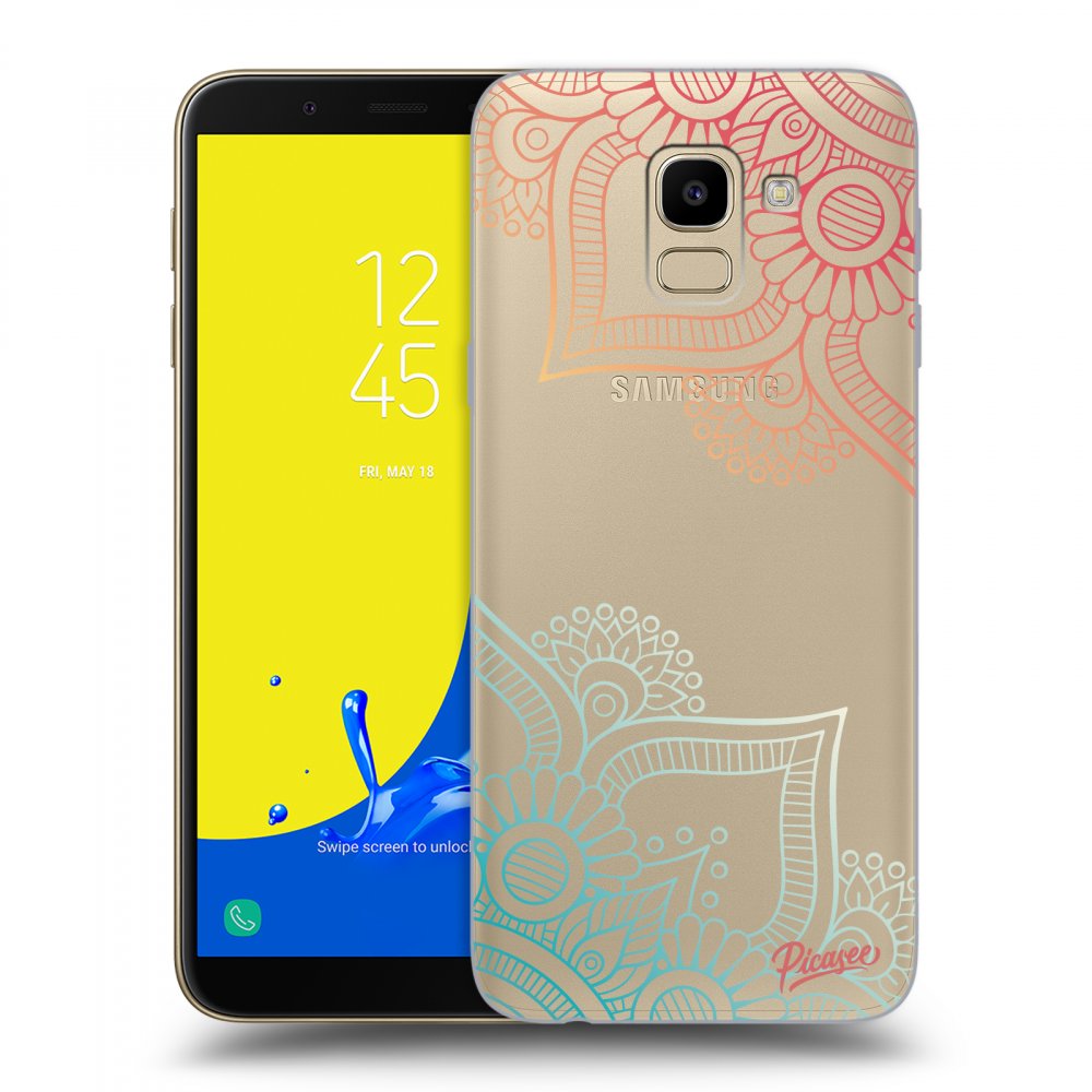 Picasee silikonový průhledný obal pro Samsung Galaxy J6 J600F - Flowers pattern