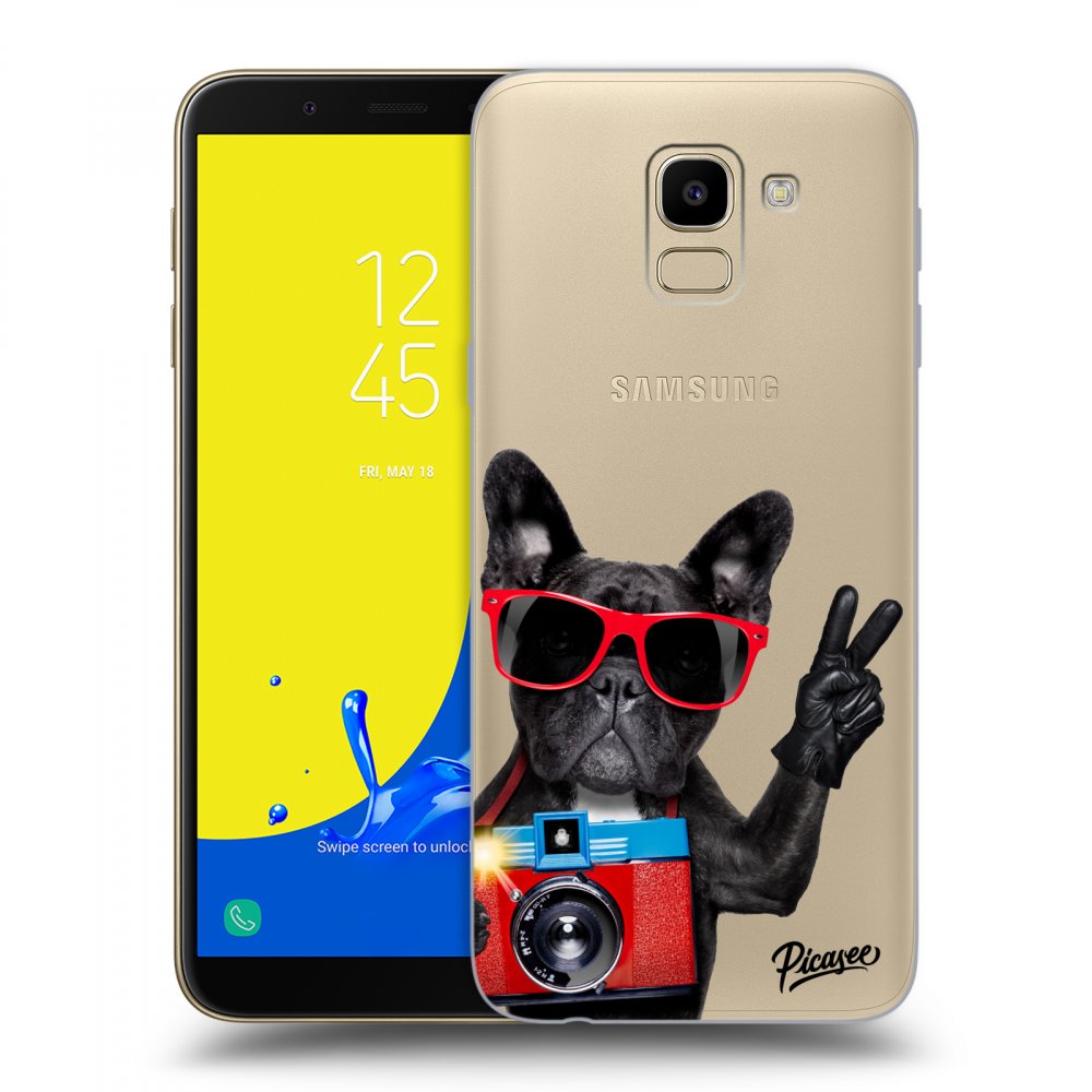 Picasee silikonový průhledný obal pro Samsung Galaxy J6 J600F - French Bulldog