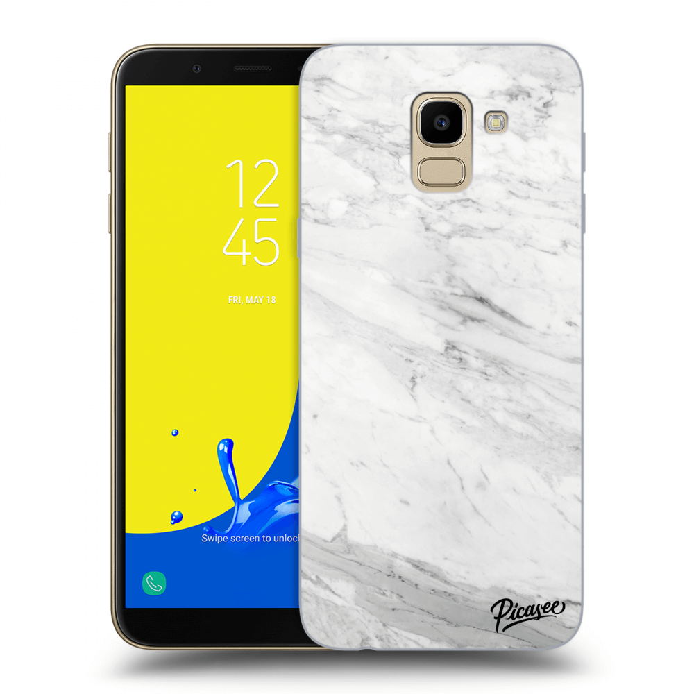 Picasee silikonový průhledný obal pro Samsung Galaxy J6 J600F - White marble