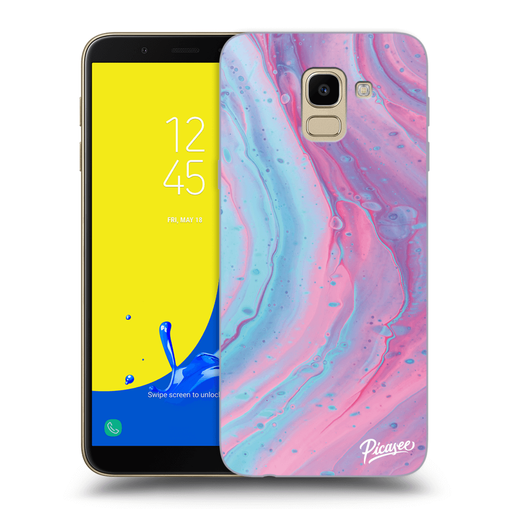 Picasee silikonový průhledný obal pro Samsung Galaxy J6 J600F - Pink liquid