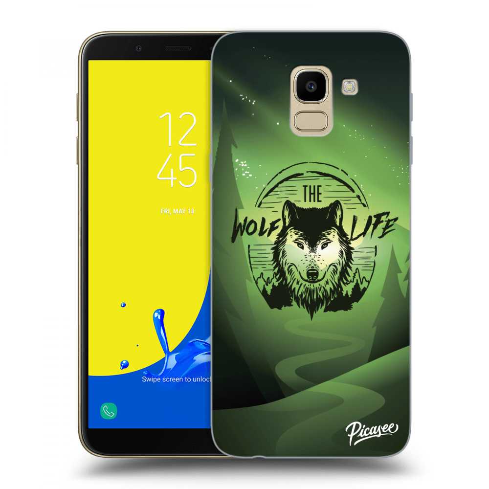 Picasee silikonový průhledný obal pro Samsung Galaxy J6 J600F - Wolf life