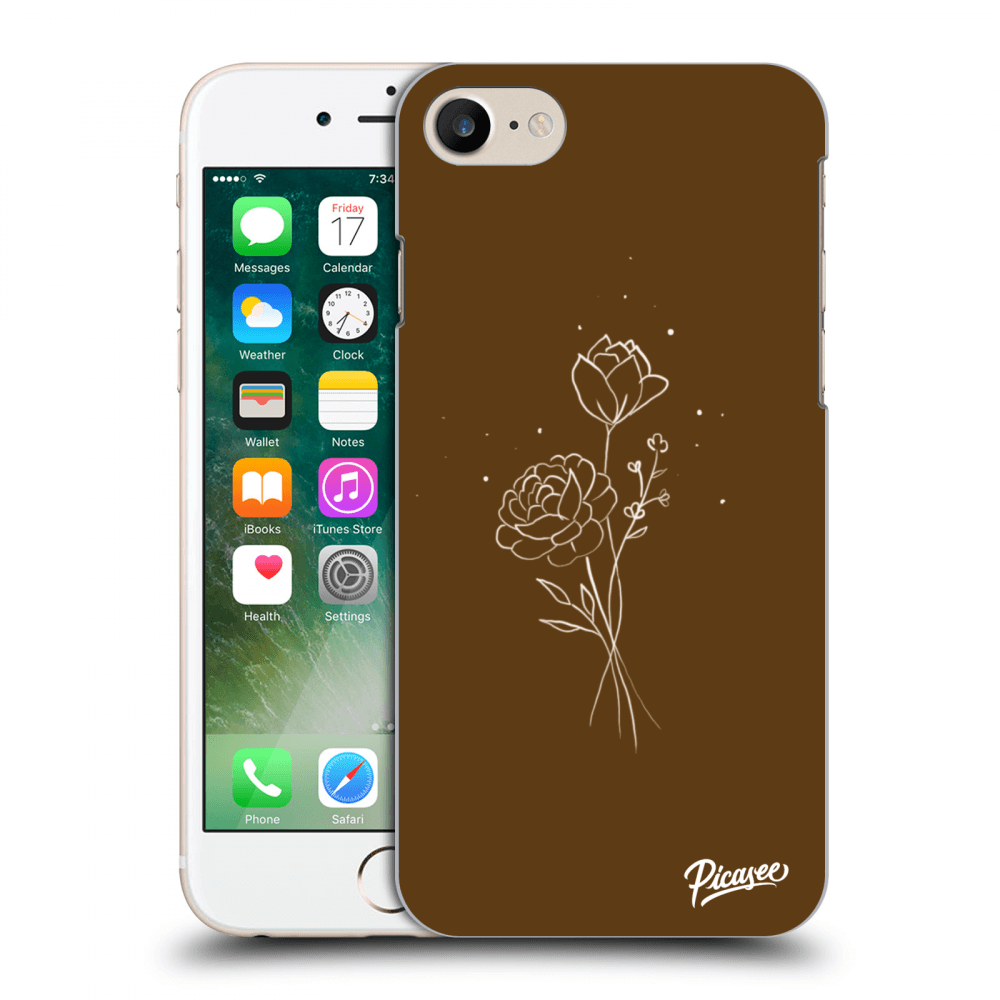 Picasee silikonový černý obal pro Apple iPhone 8 - Brown flowers