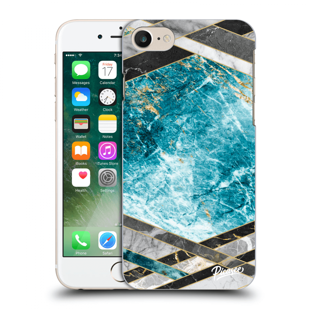 Picasee silikonový průhledný obal pro Apple iPhone 8 - Blue geometry