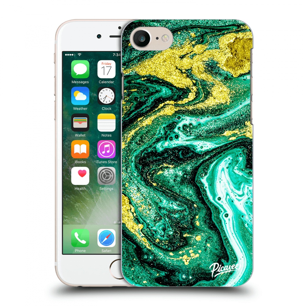 Picasee silikonový průhledný obal pro Apple iPhone 8 - Green Gold