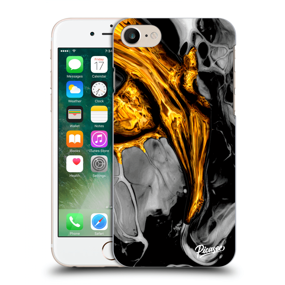 Picasee silikonový průhledný obal pro Apple iPhone 8 - Black Gold