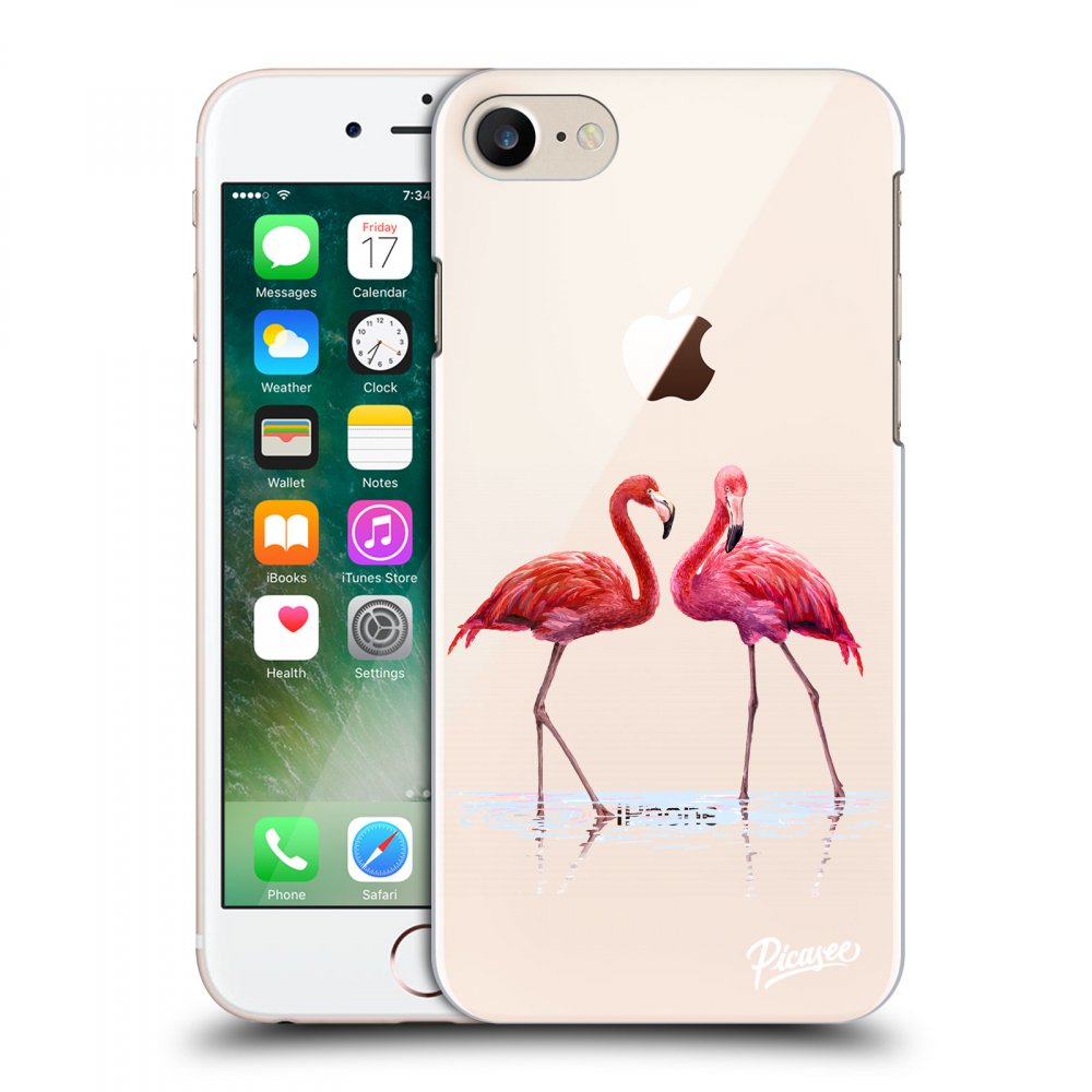 Picasee silikonový průhledný obal pro Apple iPhone 8 - Flamingos couple