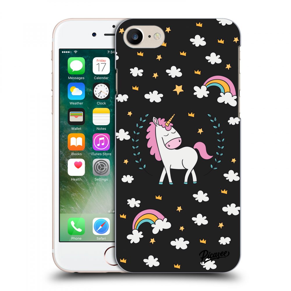 Picasee silikonový černý obal pro Apple iPhone 8 - Unicorn star heaven
