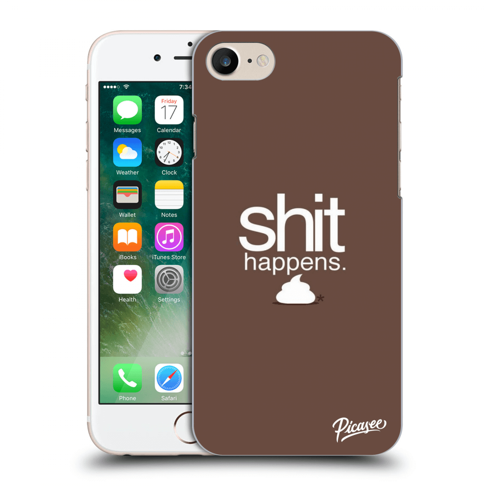 Picasee silikonový průhledný obal pro Apple iPhone 8 - Shit happens