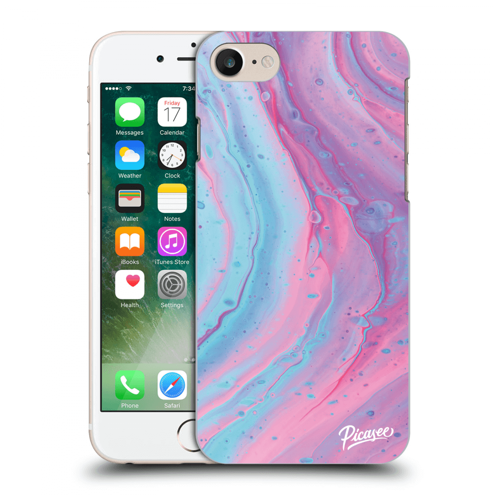 Picasee silikonový průhledný obal pro Apple iPhone 8 - Pink liquid