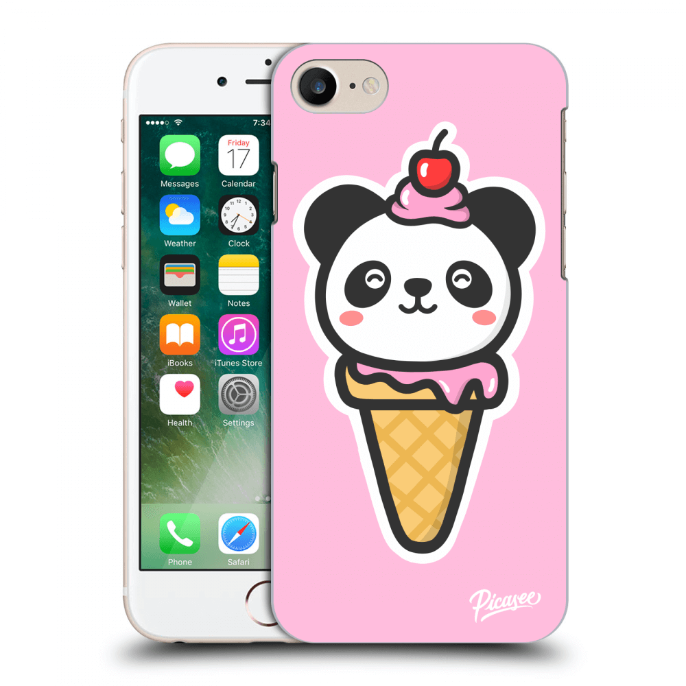 Picasee silikonový průhledný obal pro Apple iPhone 8 - Ice Cream Panda