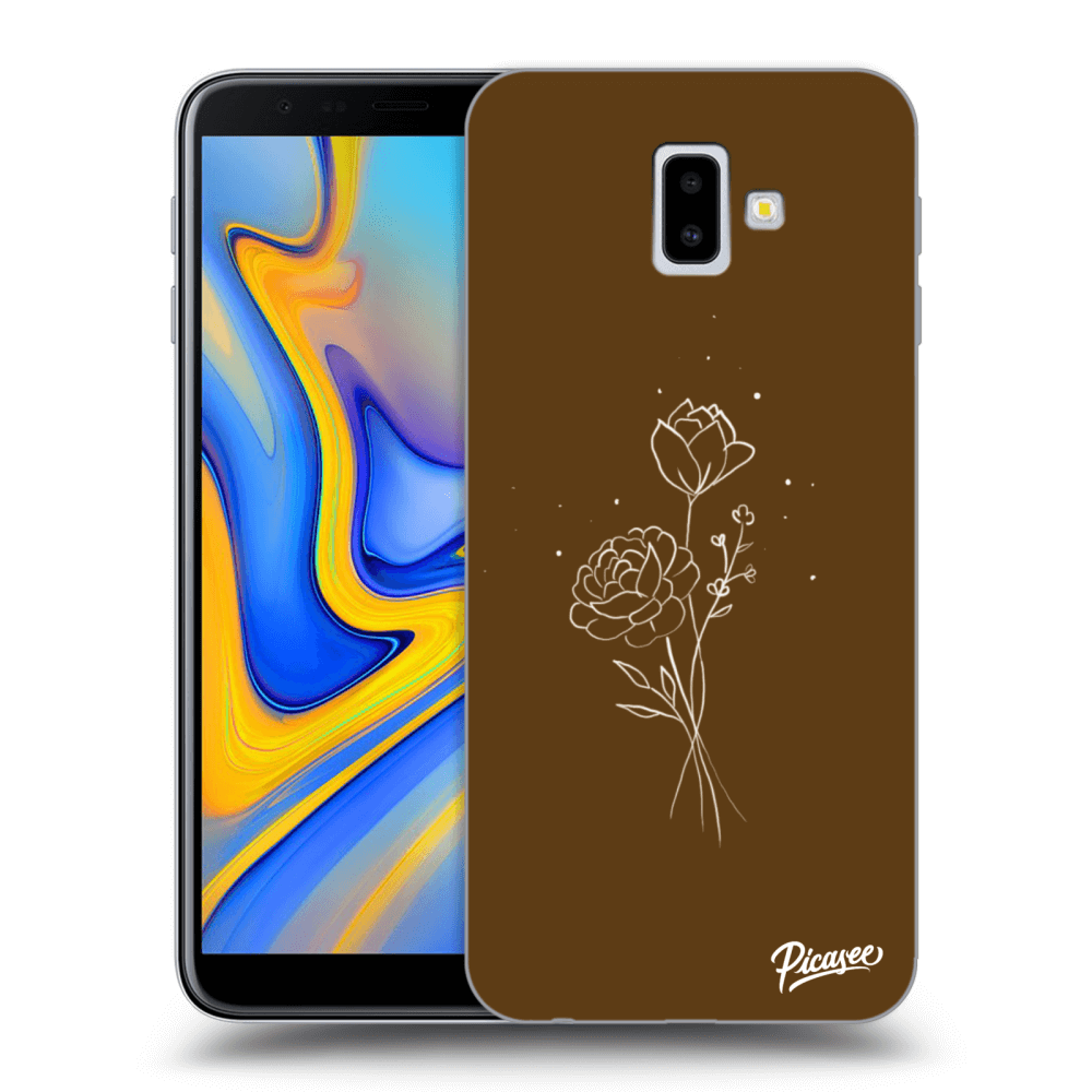 Picasee silikonový průhledný obal pro Samsung Galaxy J6+ J610F - Brown flowers