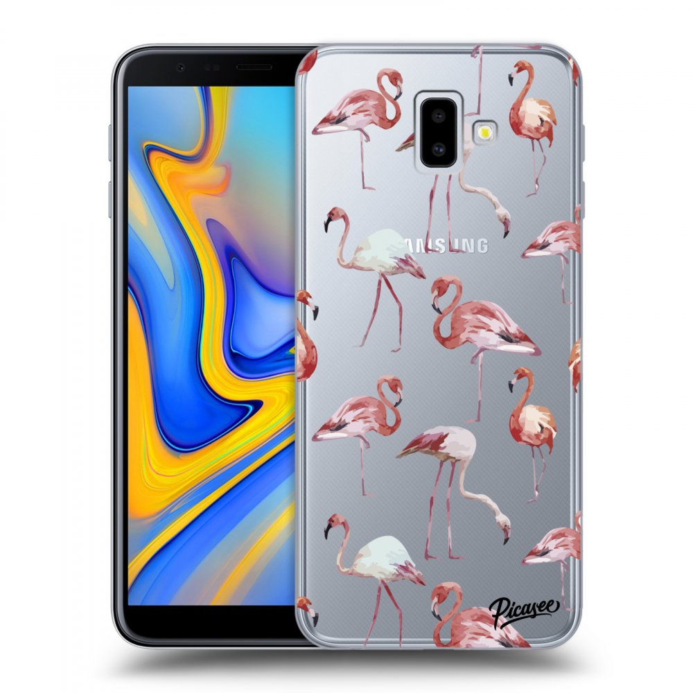 Picasee silikonový průhledný obal pro Samsung Galaxy J6+ J610F - Flamingos