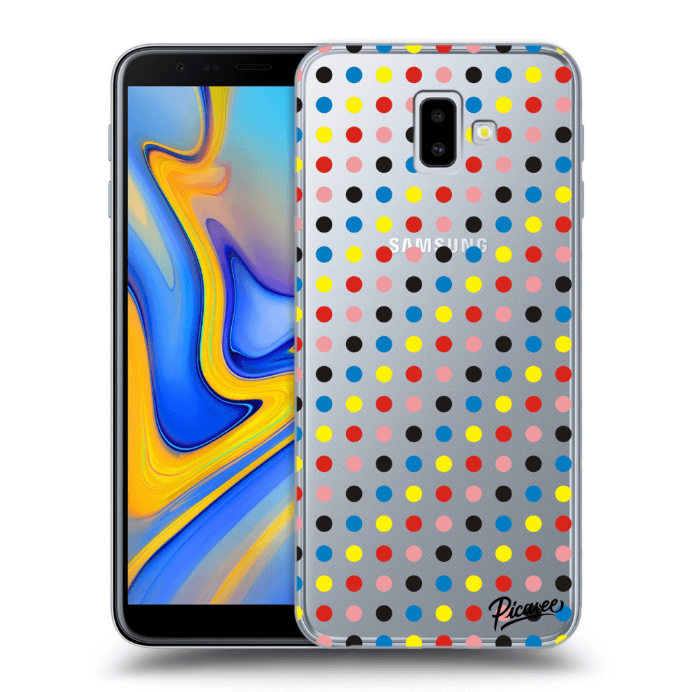 Picasee silikonový průhledný obal pro Samsung Galaxy J6+ J610F - Colorful dots
