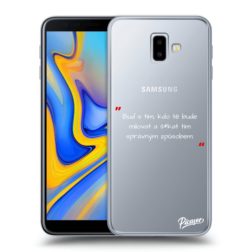 Picasee silikonový průhledný obal pro Samsung Galaxy J6+ J610F - Správná láska Bílá