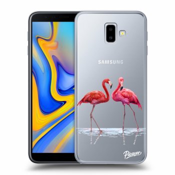 Picasee silikonový průhledný obal pro Samsung Galaxy J6+ J610F - Flamingos couple