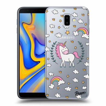 Picasee silikonový průhledný obal pro Samsung Galaxy J6+ J610F - Unicorn star heaven