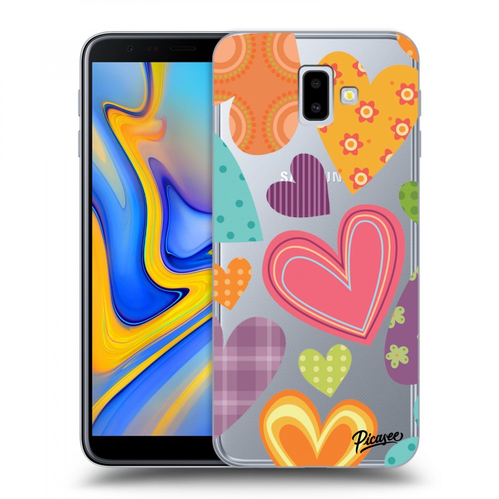 Picasee silikonový průhledný obal pro Samsung Galaxy J6+ J610F - Colored heart