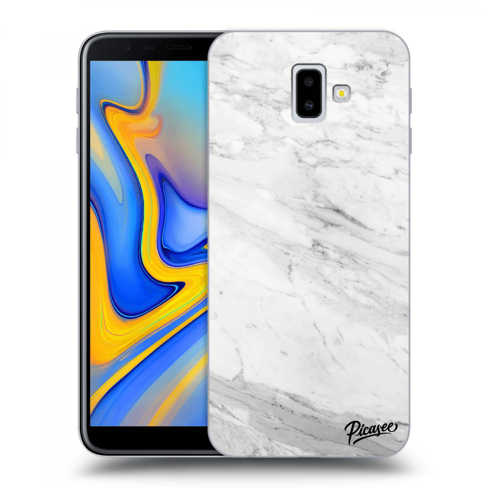 Picasee silikonový průhledný obal pro Samsung Galaxy J6+ J610F - White marble