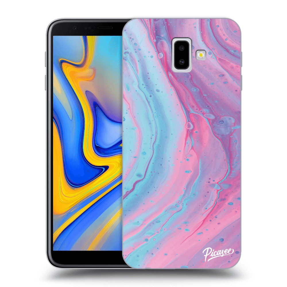 Picasee silikonový průhledný obal pro Samsung Galaxy J6+ J610F - Pink liquid