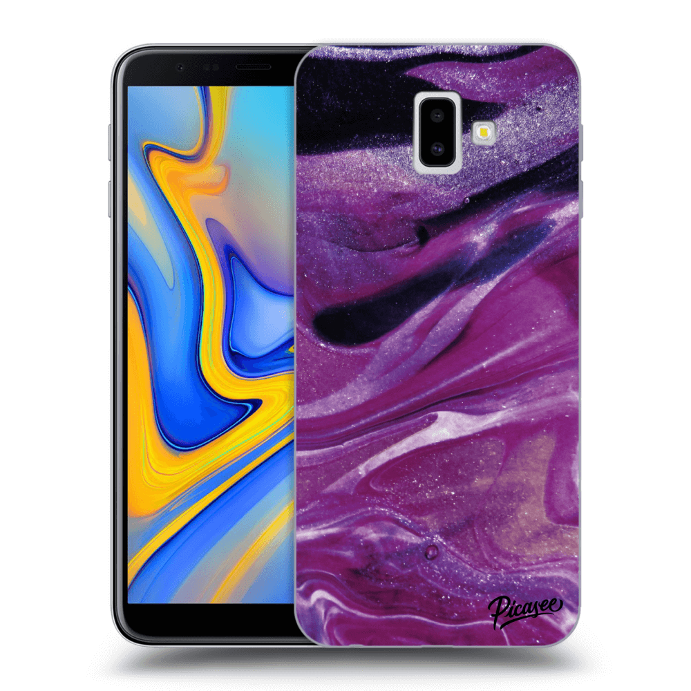 Picasee silikonový průhledný obal pro Samsung Galaxy J6+ J610F - Purple glitter