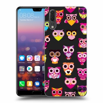 Picasee silikonový černý obal pro Huawei P20 - Owls