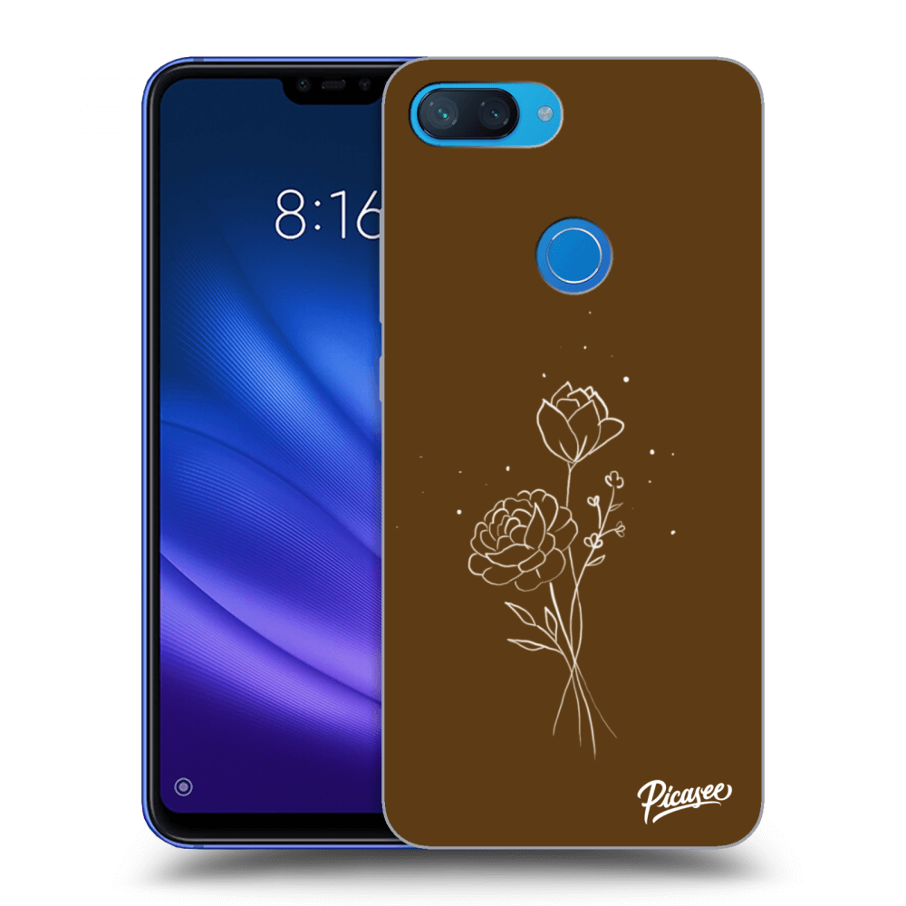 Picasee silikonový černý obal pro Xiaomi Mi 8 Lite - Brown flowers