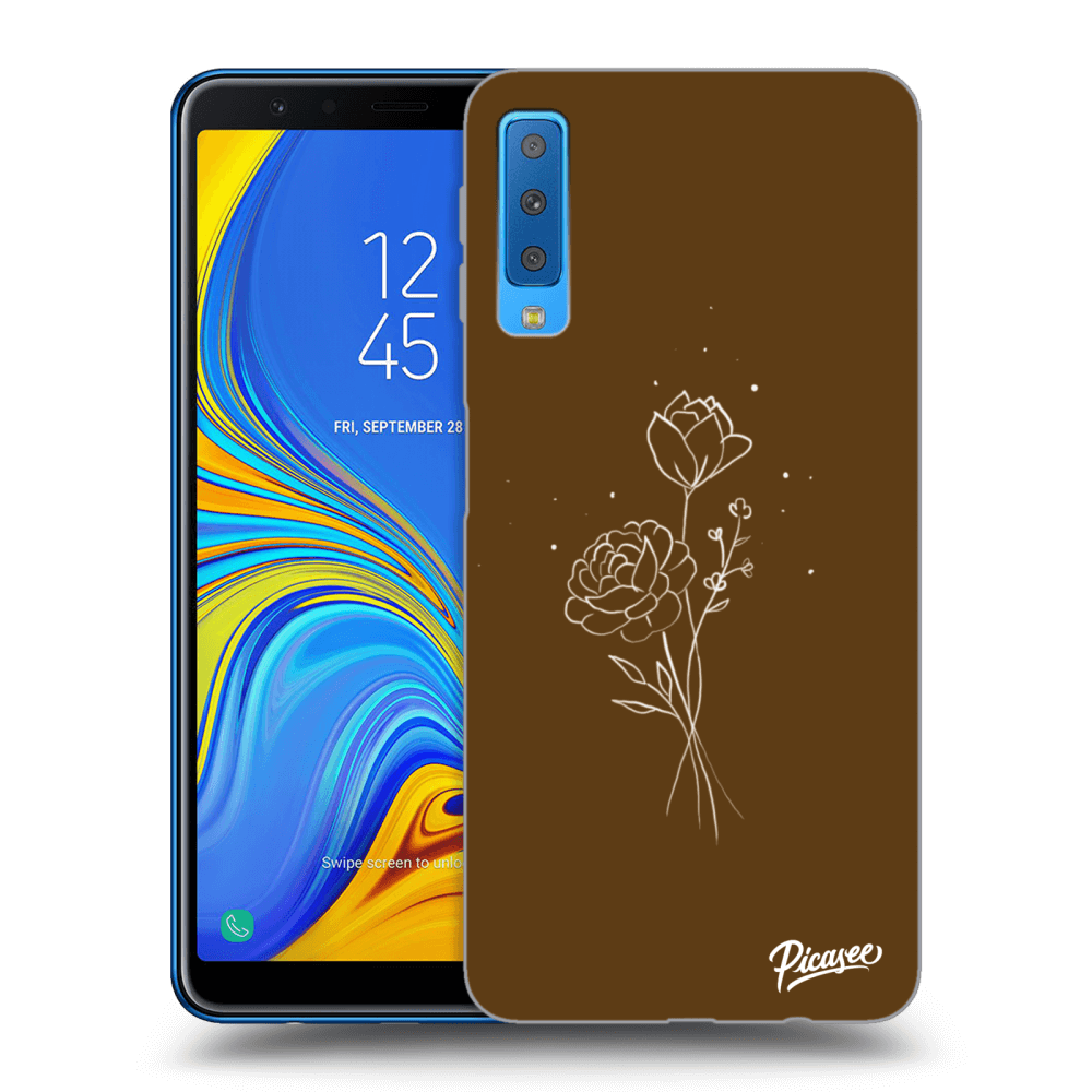 Picasee silikonový černý obal pro Samsung Galaxy A7 2018 A750F - Brown flowers