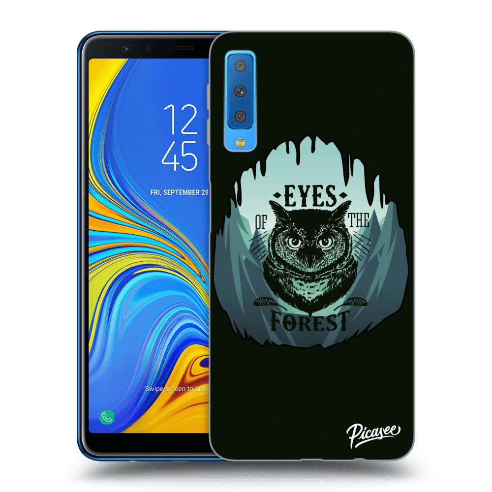Picasee silikonový černý obal pro Samsung Galaxy A7 2018 A750F - Forest owl
