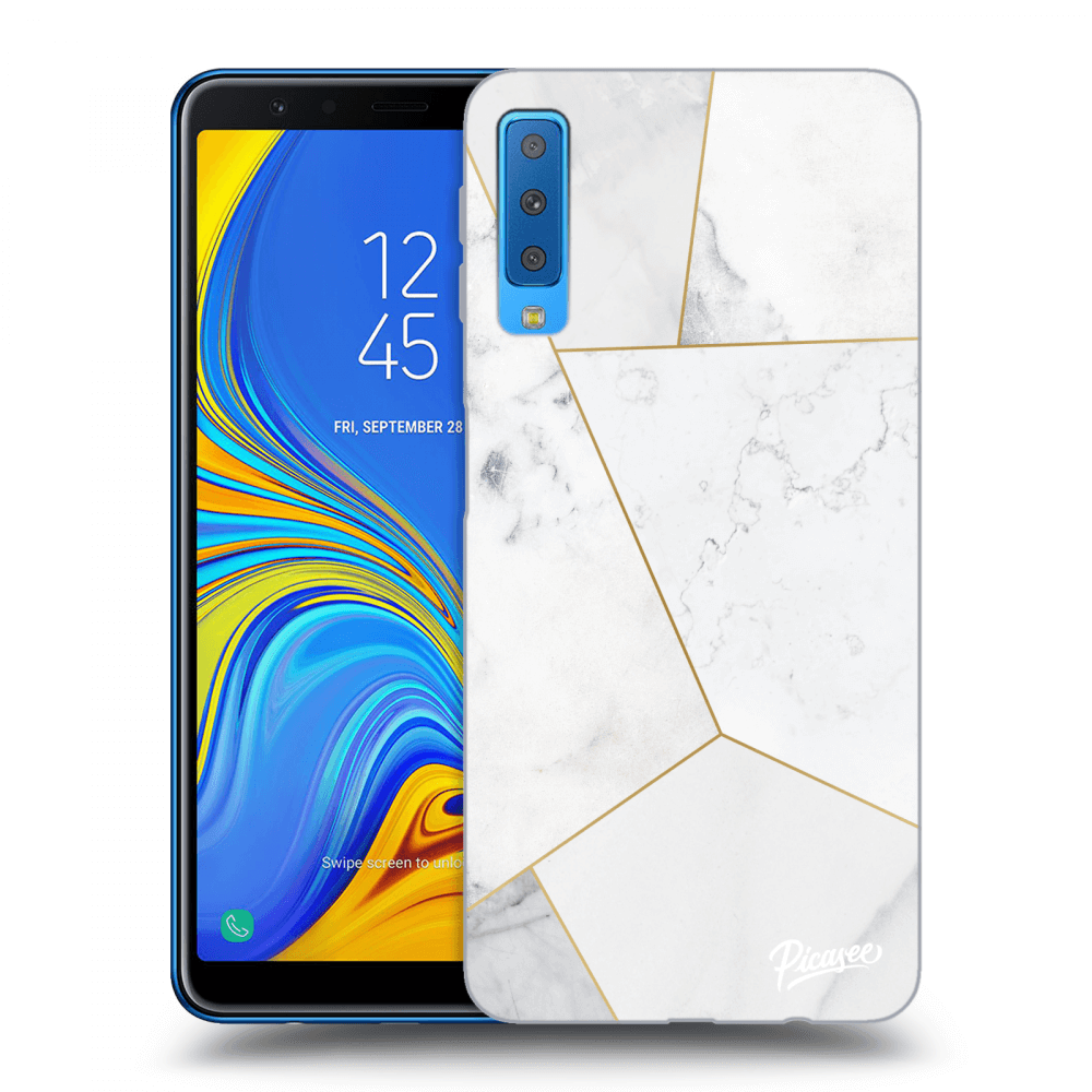 Picasee silikonový průhledný obal pro Samsung Galaxy A7 2018 A750F - White tile