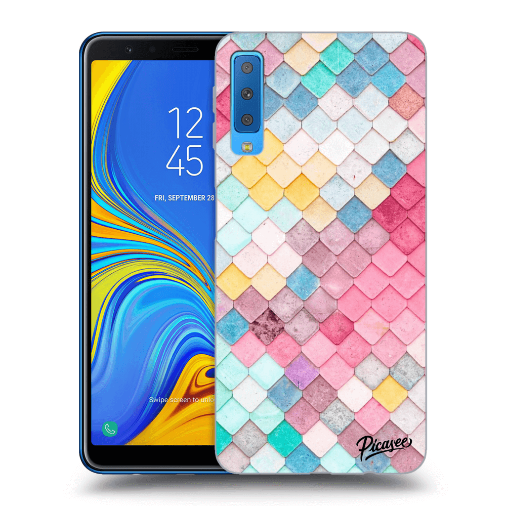 Picasee silikonový průhledný obal pro Samsung Galaxy A7 2018 A750F - Colorful roof