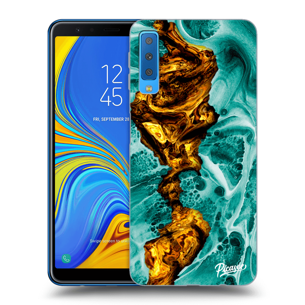 Picasee silikonový průhledný obal pro Samsung Galaxy A7 2018 A750F - Goldsky