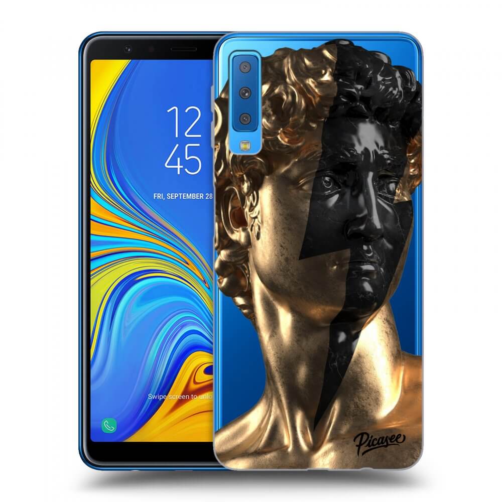 Picasee silikonový průhledný obal pro Samsung Galaxy A7 2018 A750F - Wildfire - Gold