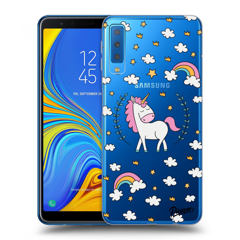 Picasee silikonový průhledný obal pro Samsung Galaxy A7 2018 A750F - Unicorn star heaven