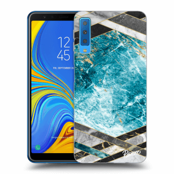 Picasee silikonový černý obal pro Samsung Galaxy A7 2018 A750F - Blue geometry