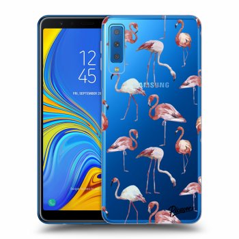 Picasee silikonový průhledný obal pro Samsung Galaxy A7 2018 A750F - Flamingos