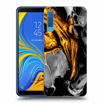Picasee silikonový průhledný obal pro Samsung Galaxy A7 2018 A750F - Black Gold