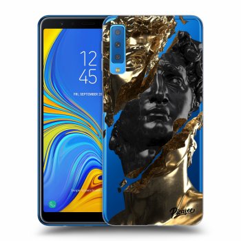 Picasee silikonový průhledný obal pro Samsung Galaxy A7 2018 A750F - Gold - Black