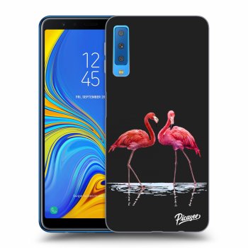 Picasee silikonový černý obal pro Samsung Galaxy A7 2018 A750F - Flamingos couple