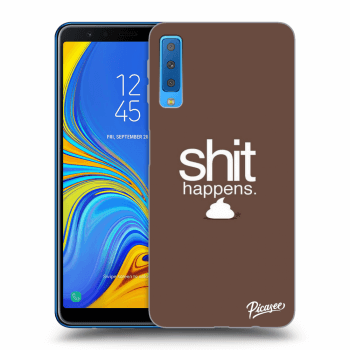 Picasee silikonový průhledný obal pro Samsung Galaxy A7 2018 A750F - Shit happens