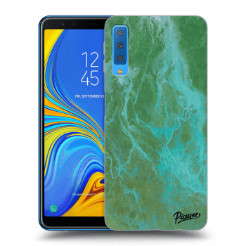Picasee silikonový průhledný obal pro Samsung Galaxy A7 2018 A750F - Green marble