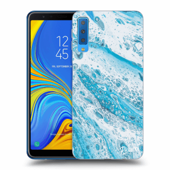 Picasee silikonový průhledný obal pro Samsung Galaxy A7 2018 A750F - Blue liquid
