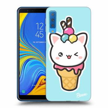 Picasee silikonový průhledný obal pro Samsung Galaxy A7 2018 A750F - Ice Cream Cat