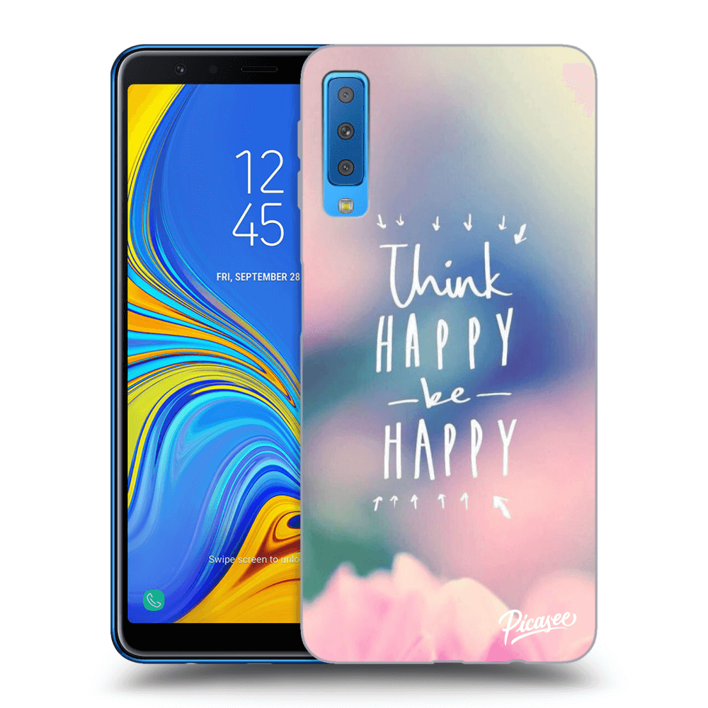 Picasee silikonový průhledný obal pro Samsung Galaxy A7 2018 A750F - Think happy be happy
