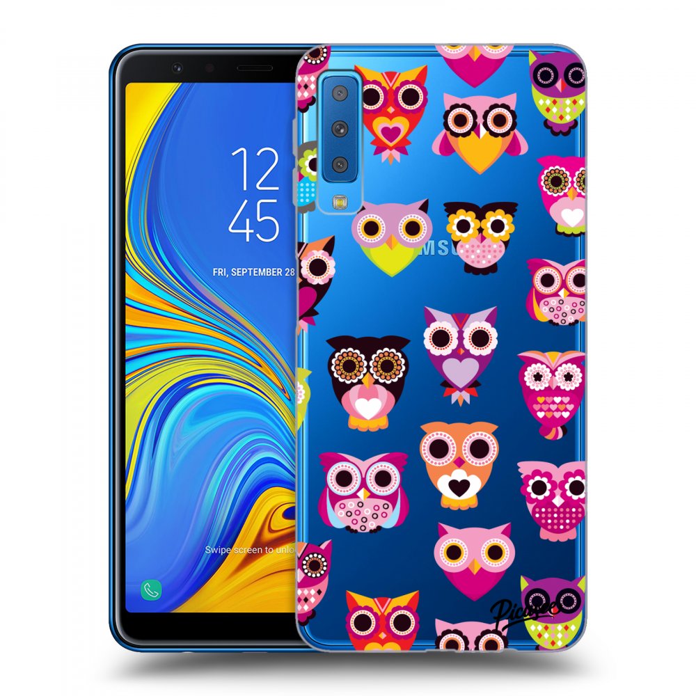 Picasee silikonový průhledný obal pro Samsung Galaxy A7 2018 A750F - Owls