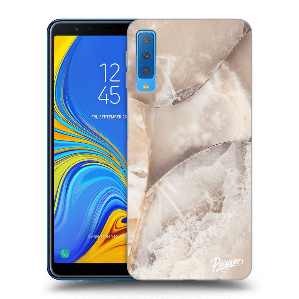 Picasee silikonový průhledný obal pro Samsung Galaxy A7 2018 A750F - Cream marble