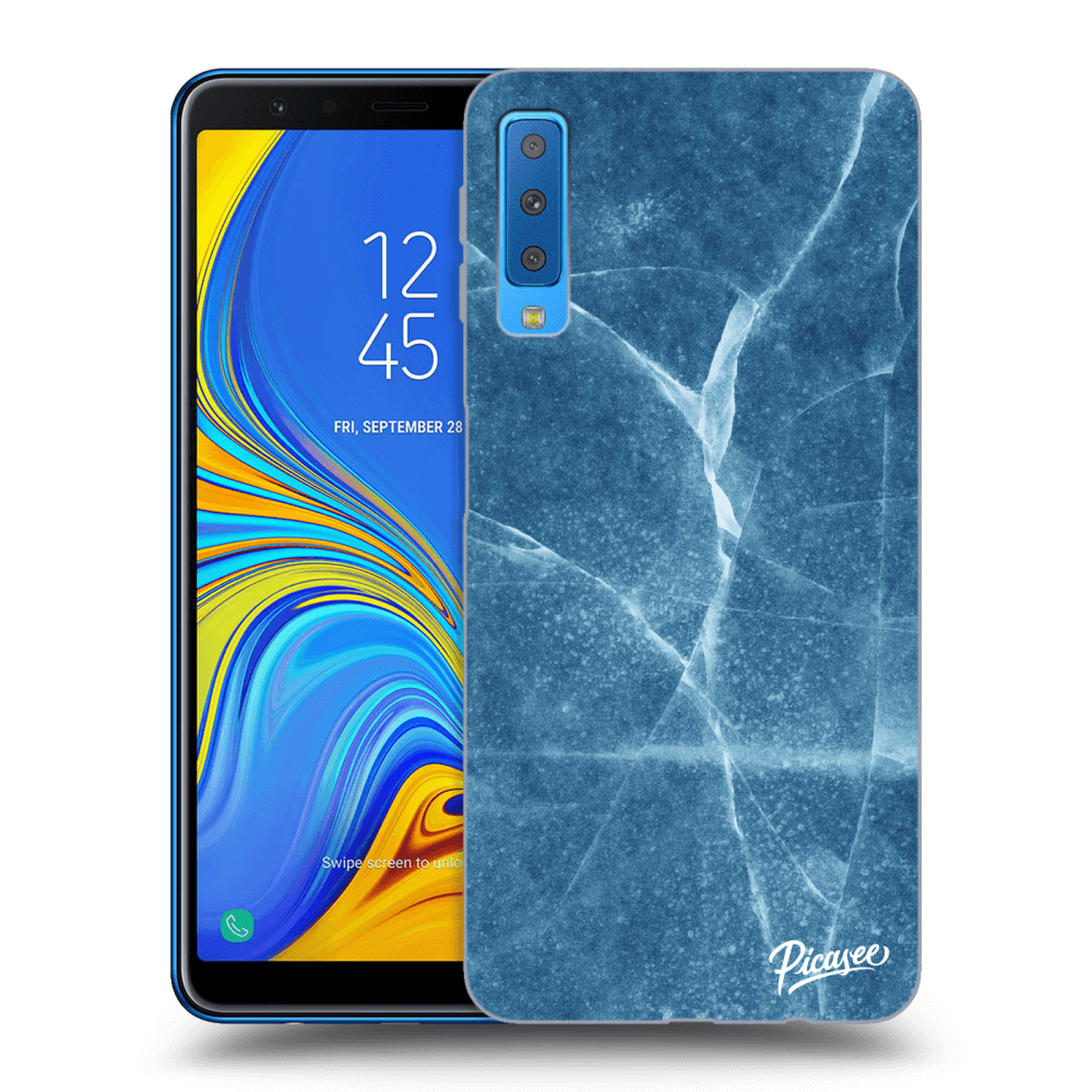 Picasee silikonový průhledný obal pro Samsung Galaxy A7 2018 A750F - Blue marble